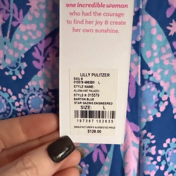 Lilly Pulitzer Blue and Pink Wide Leg Pants - Picture 3 of 3